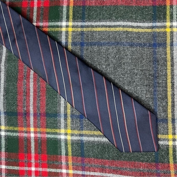 Christian Dior Navy Striped Silk Classic Neck Tie - Picture 3 of 6